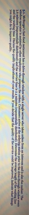 5.1. McBurger's fast-food restaurant has a
