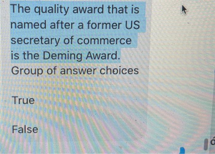 The quality award that is named after a former US