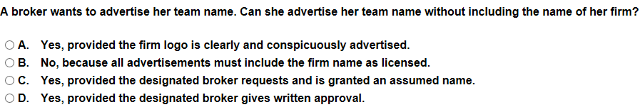 A broker wants to advertise her team name. Can