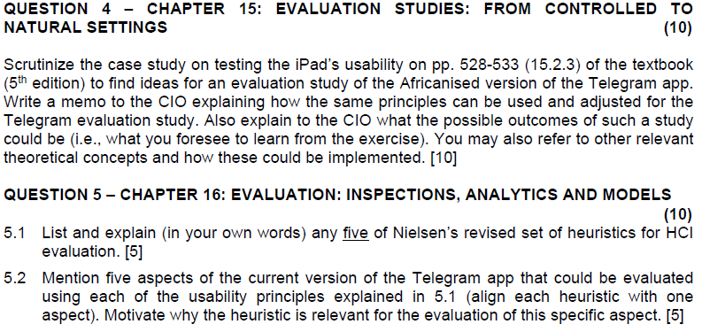 QUESTION 4 - CHAPTER 15: EVALUATION STUDIES: FROM