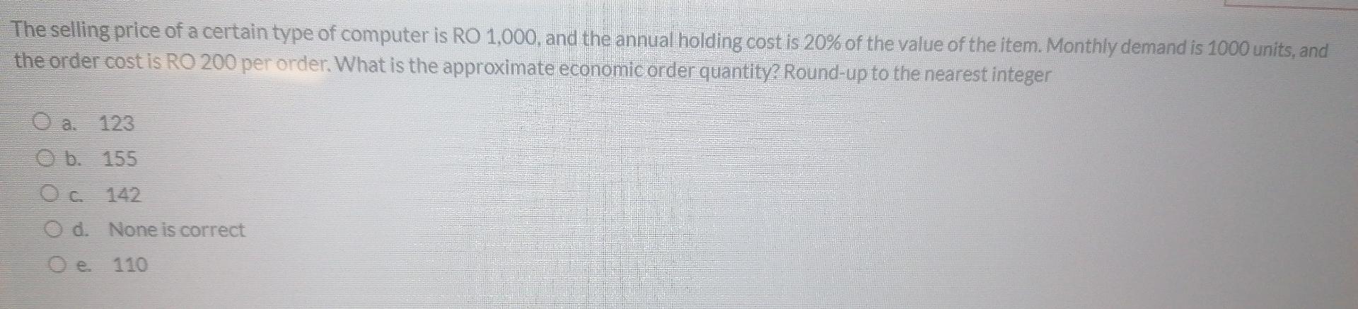 A product has a daily demand of 50 units.