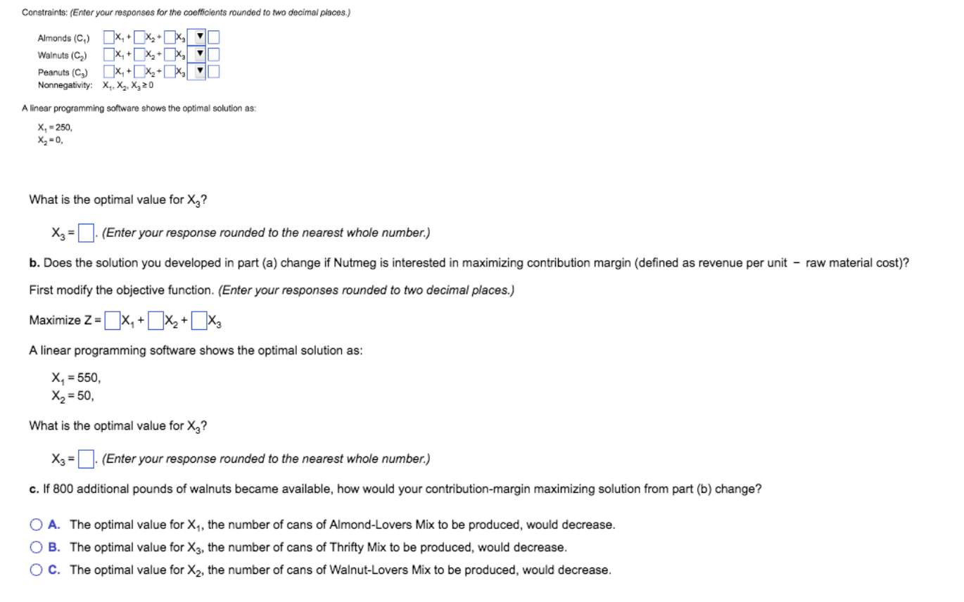 The Nutmeg Corporation produces three different