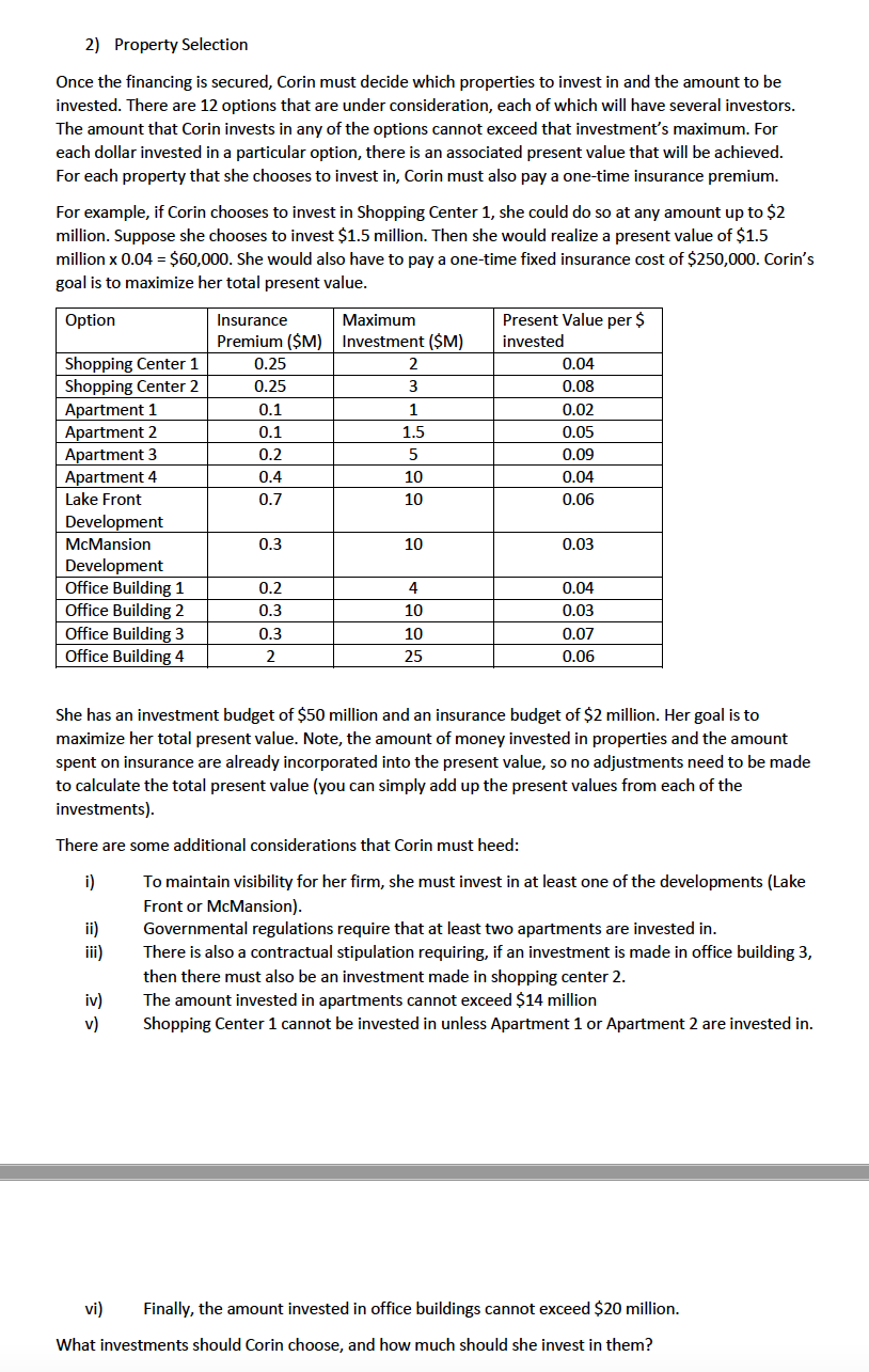 *****Please use Excel Solver and show formulas