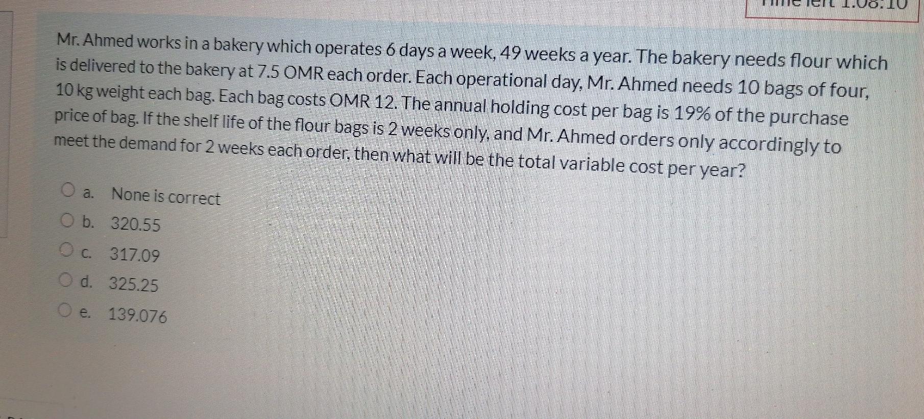 Mr. Ahmed works in a bakery which operates 6 days