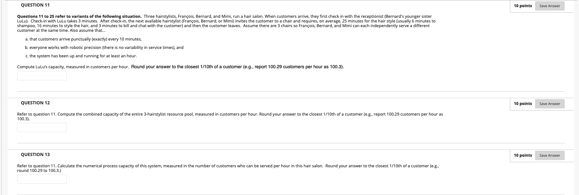 QUESTION 11 10 points Save Answer Questions 11 to