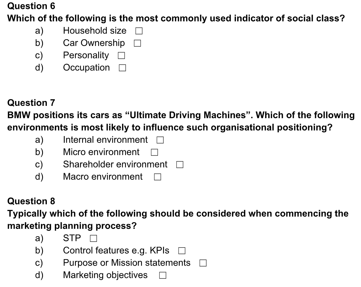 Question 6 Which of the following is the most