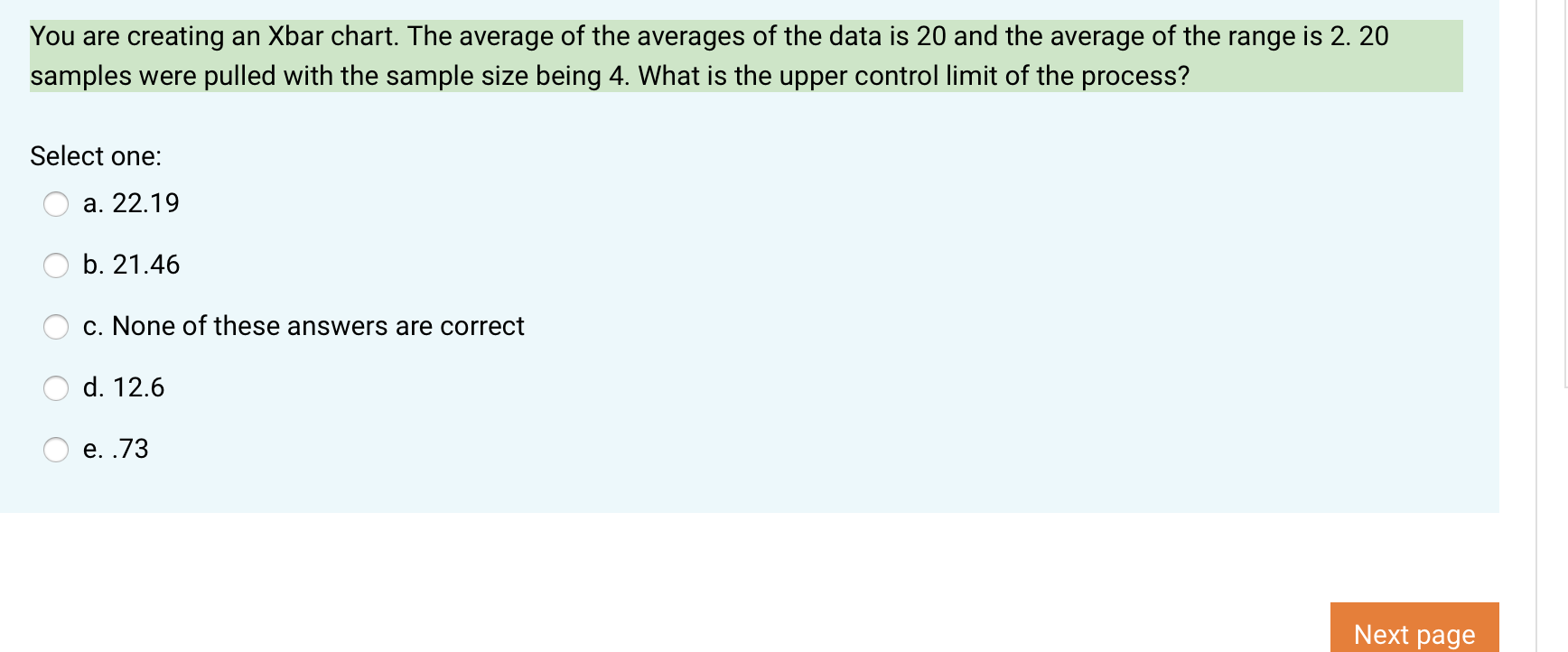 You are creating an Xbar chart. The average of