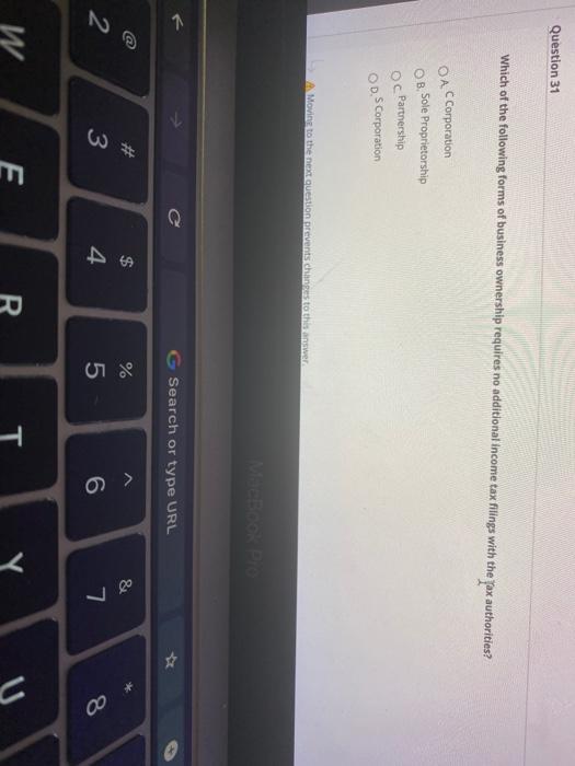 Question 31 Which of the following forms of