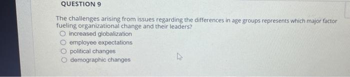 QUESTION 9 The challenges arising from issues