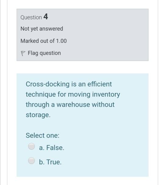 Question 4 Not yet answered Marked out of 1.00 P