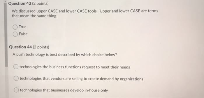 answer all question Question 43 (2 points) We