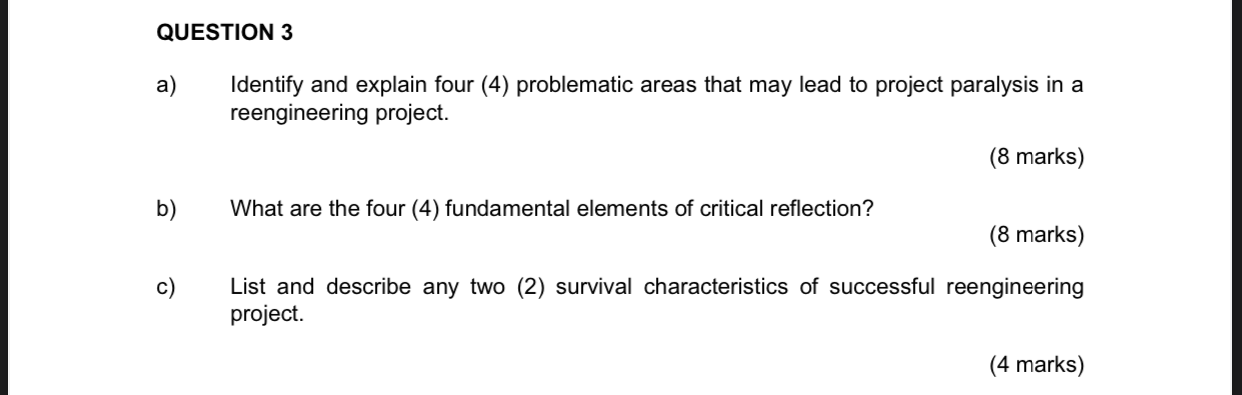 QUESTION 3 a) Identify and explain four (4)