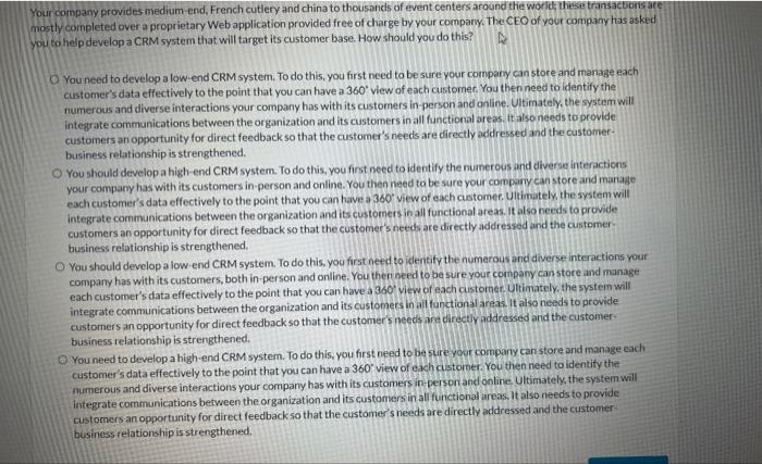 Your company provides medium-end, French cutlery