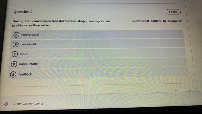 Question 2 1 Point operational control to