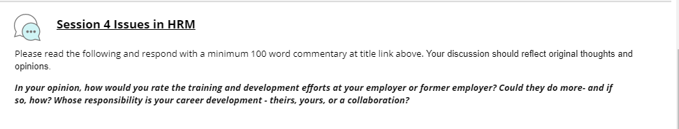 Session 4 Issues in HRM Please read the following