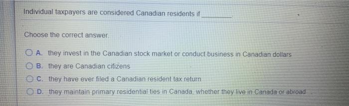 Sam is an individual who is a Canadian citizen On
