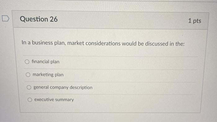 Question 25 1 pts Plan features that appeal
