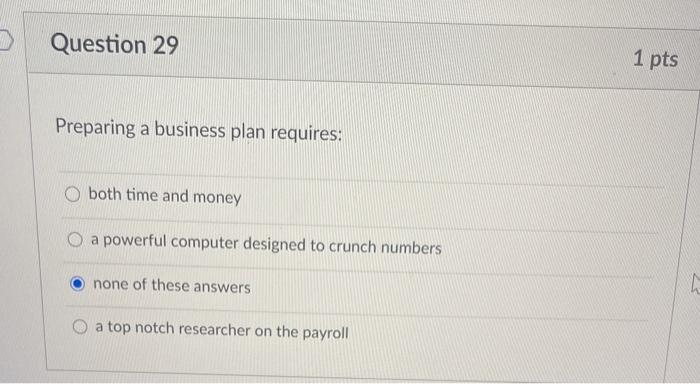 Question 25 1 pts Plan features that appeal