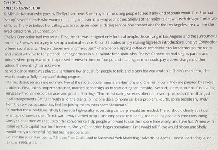 SHELLY'S CONNECTION K. Michele Kacmar (who goes