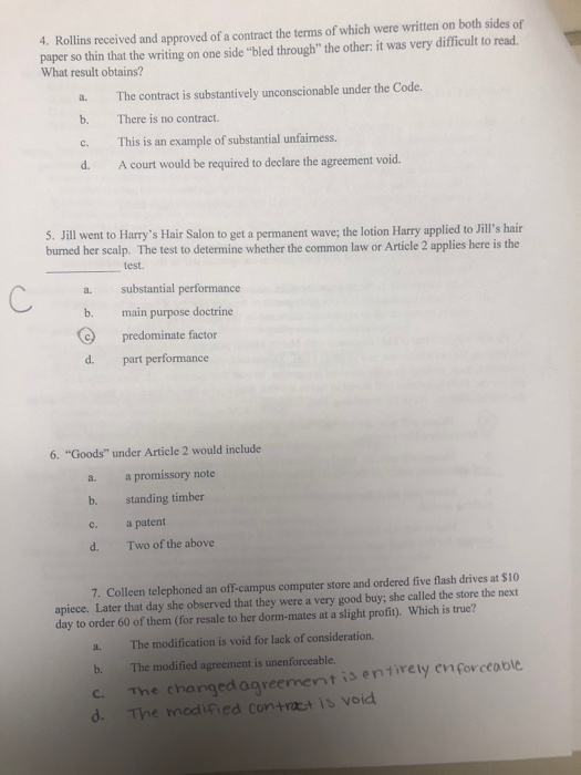 4. Rollins received and approved of a contract