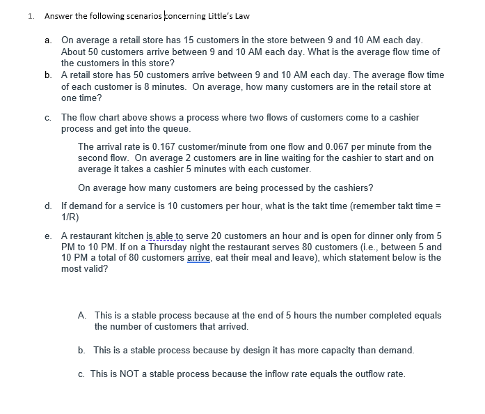 1. Answer the following scenarios concerning