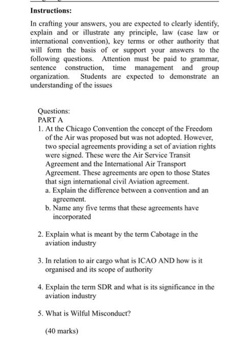 Instructions: In crafting your answers, you are