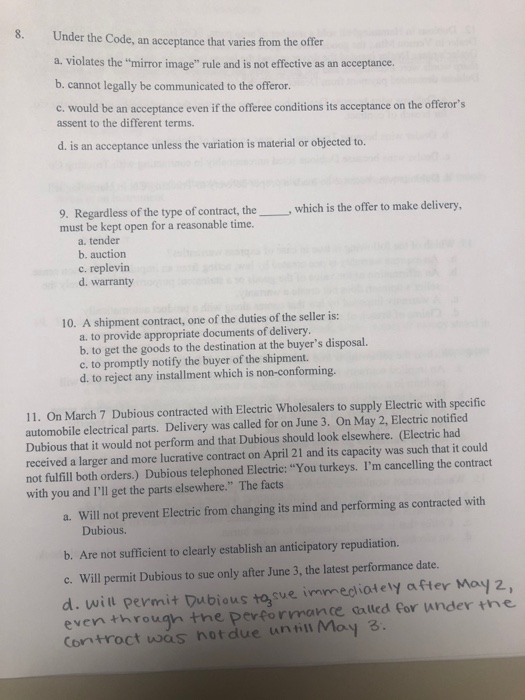 4. Rollins received and approved of a contract