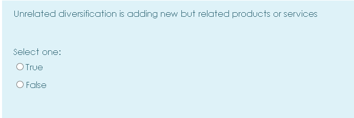 Unrelated diversification is adding new but