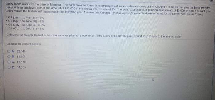 Janis Jones works for the Bank of Montreal The