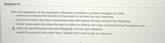 Question 9 After the celebration of the