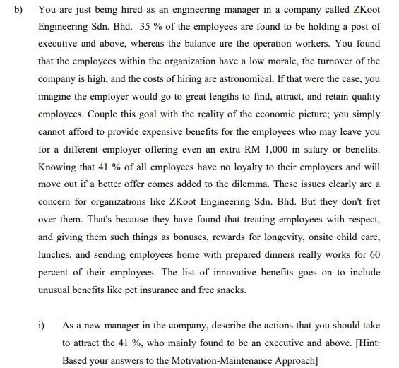 b) You are just being hired as an engineering