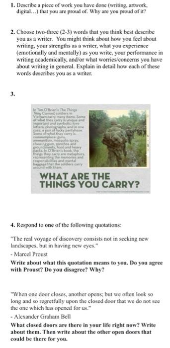 1. Describe a piece of work you have done