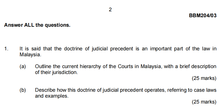 BUSINESS LAW N BBM204/03 Answer ALL the