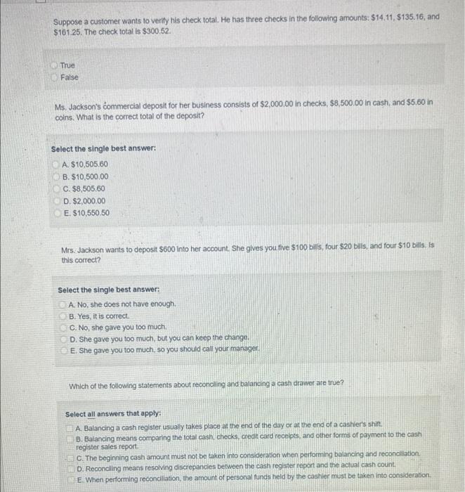 asap pls Suppose a customer wants to verify his