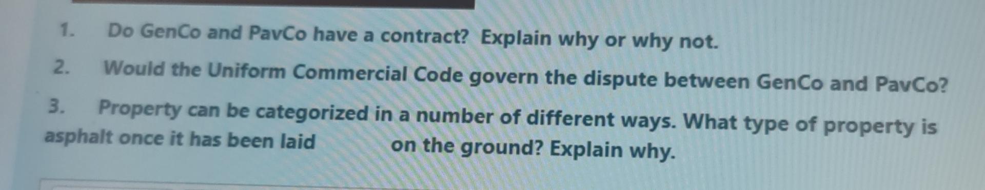 not by handwriting and Asap please. GenCo is a