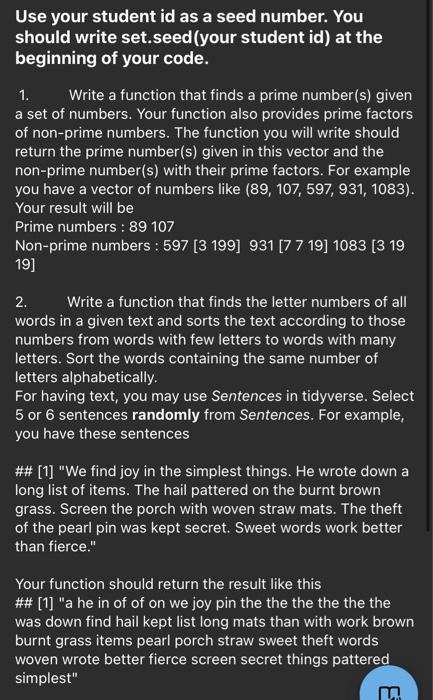 Use R language please. No other than that. I am