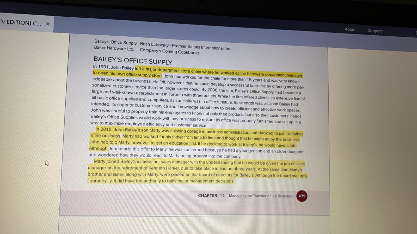 N EDITION) C... X About Support Bailey's Office