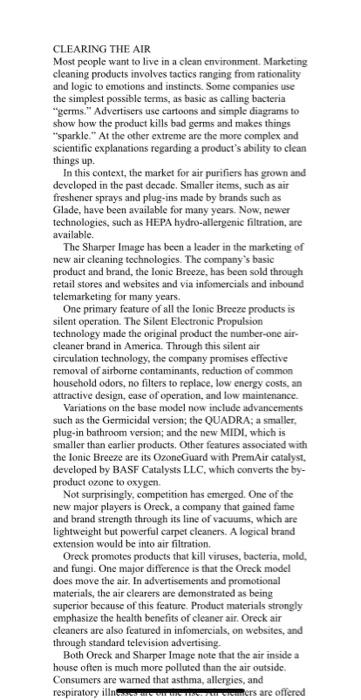 CLEARING THE AIR Most people want to live in a