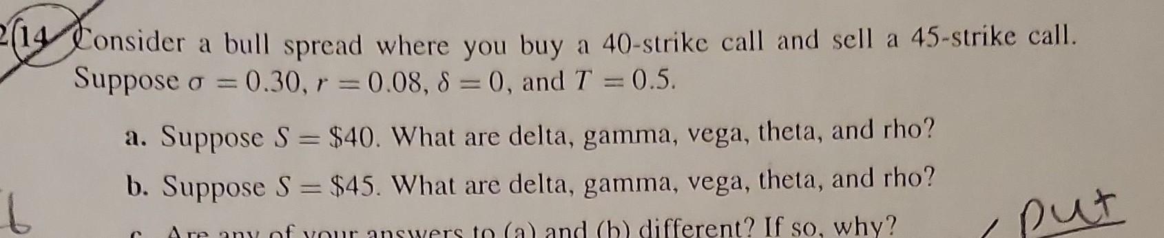 Consider a bull spread where you buy a 40-strike