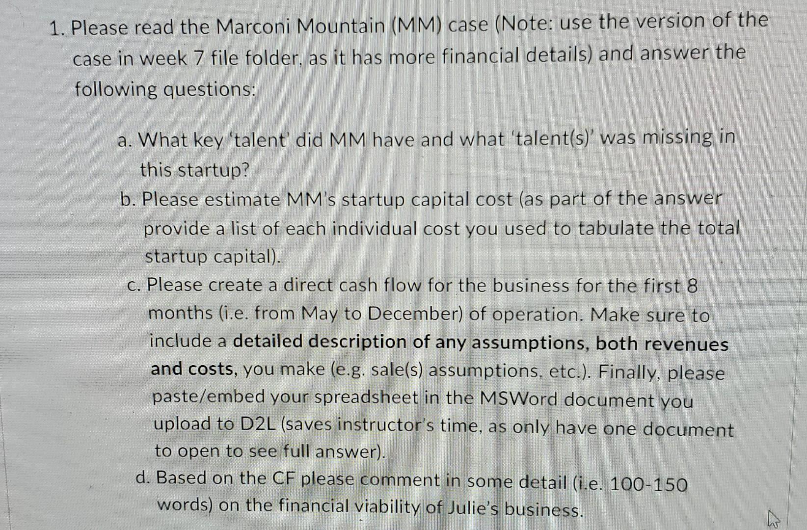 please read the case and answer 1 (A,B,CD) Please