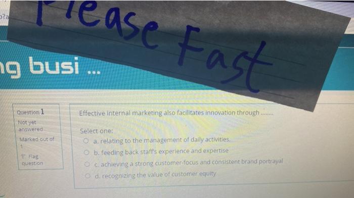 ease Fast ng busi... Effective internal marketing