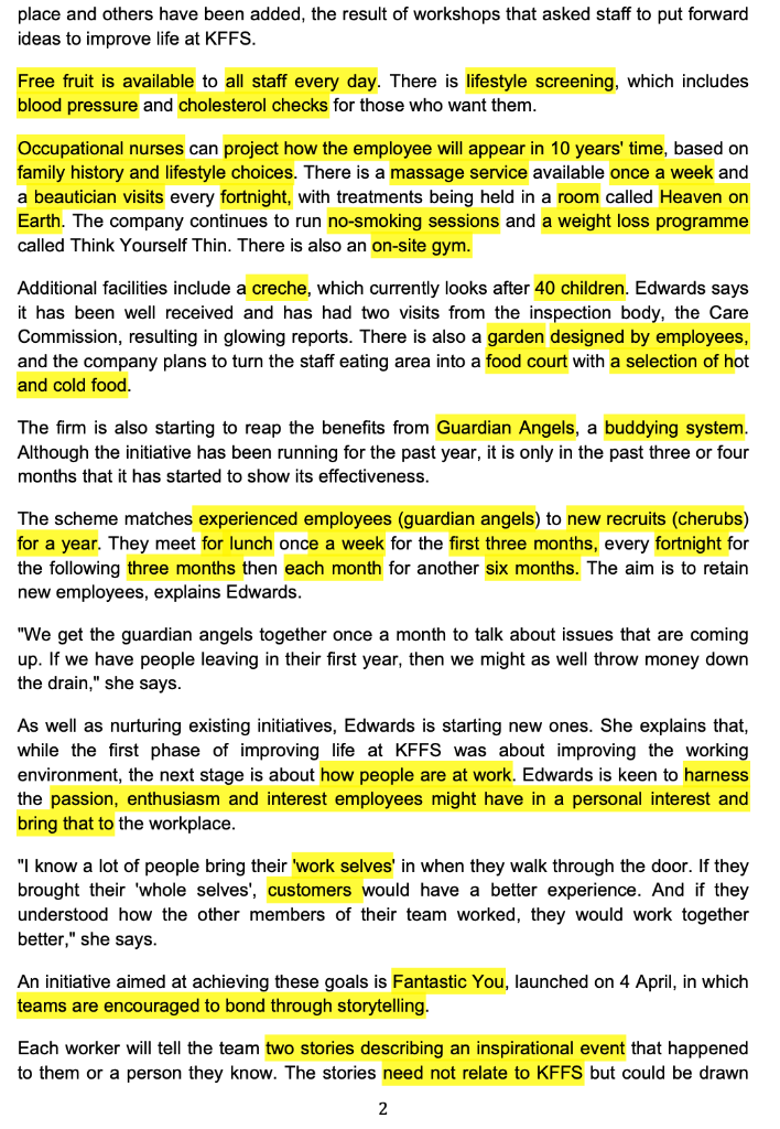 QUESTION: a)What are the drivers for the KFFS