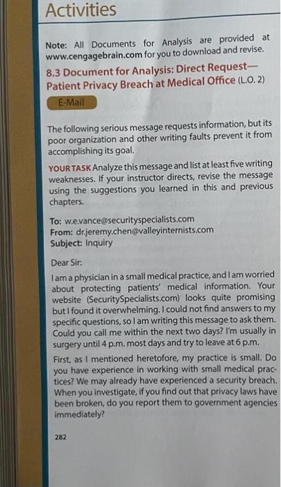 activity 8.3 Note: All Documents for Analysis are