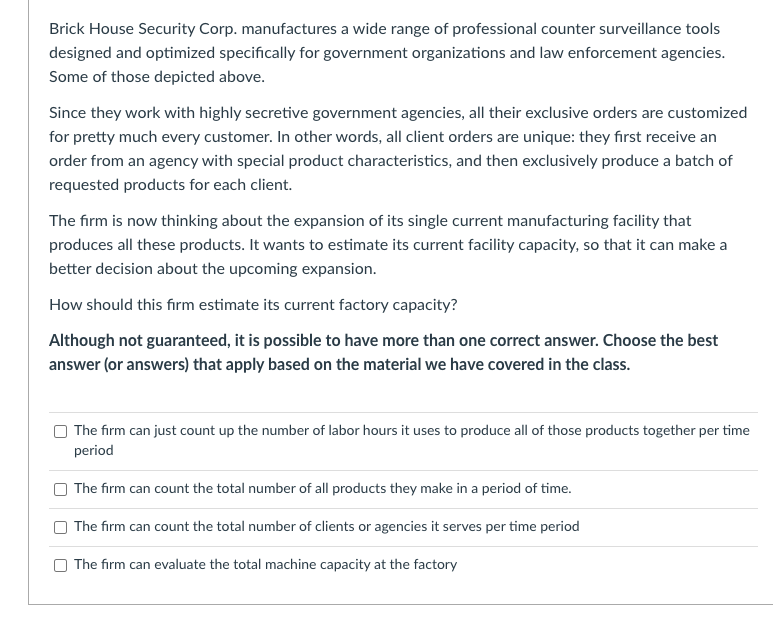 Brick House Security Corp. manufactures a wide