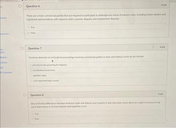 ESP 4 pts Question 6 ments There are certain