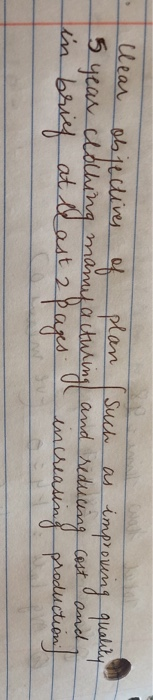 . Clear objectives of plan 5 year clothing