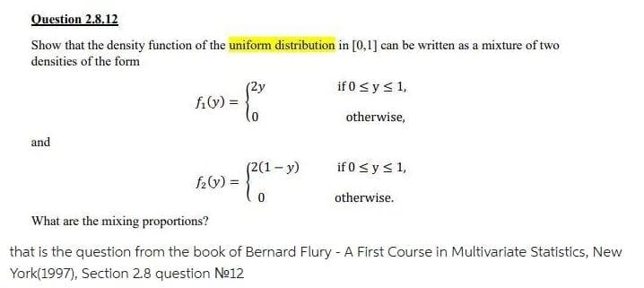 (2y 0 Question 2.8.12 Show that the density