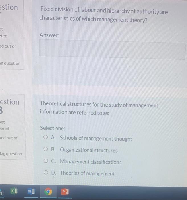 estion Fixed division of labour and hierarchy of