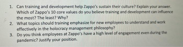 1. Can training and development help Zappo's