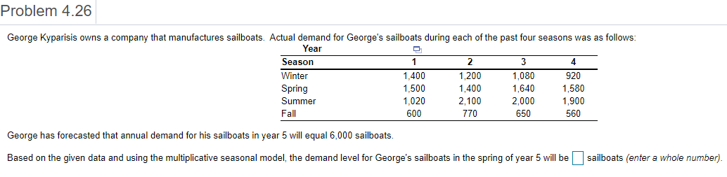 Problem 4.26 George Kyparisis owns a company that